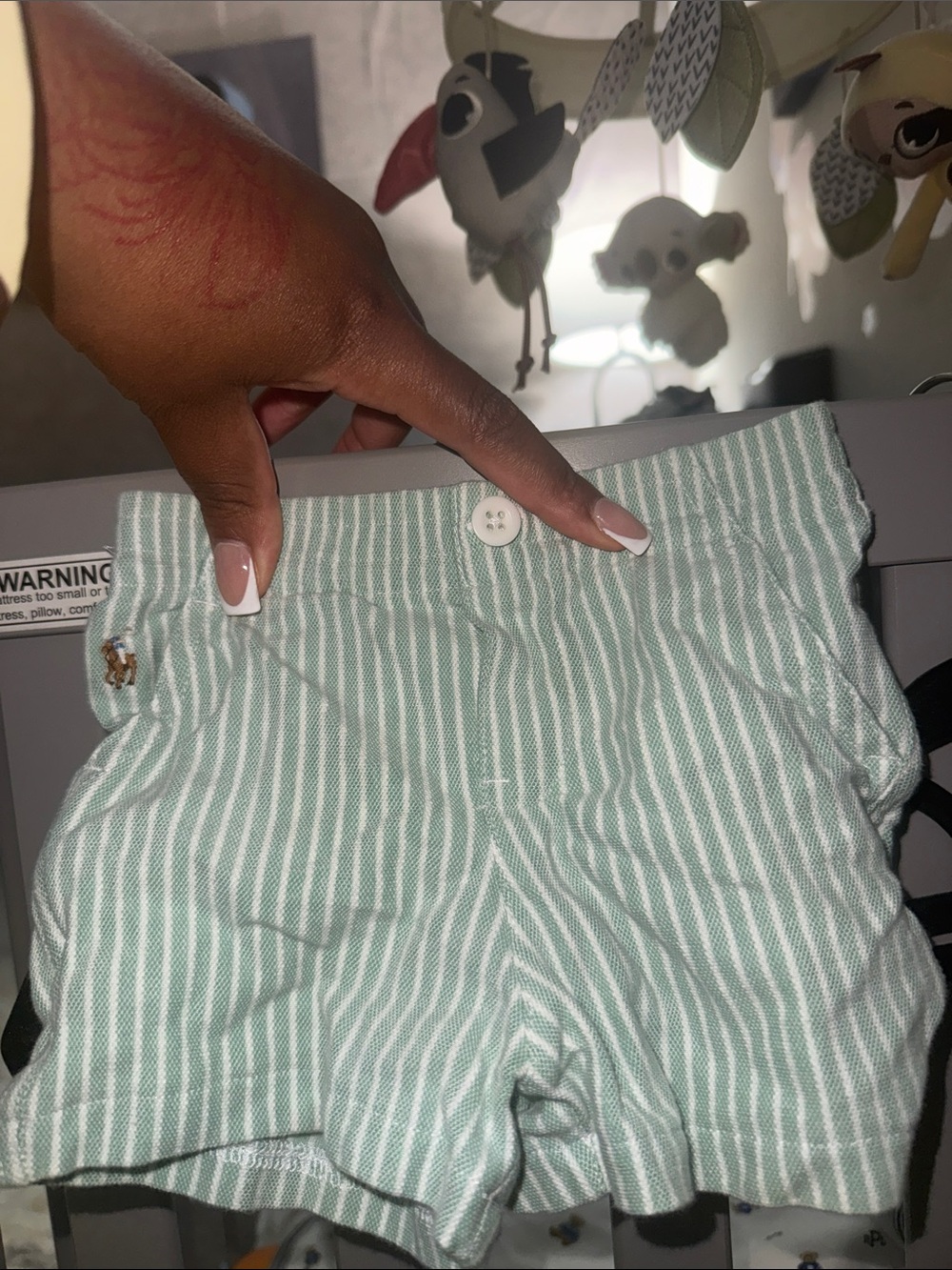 Striped Mint Green Baby Polo Shorts